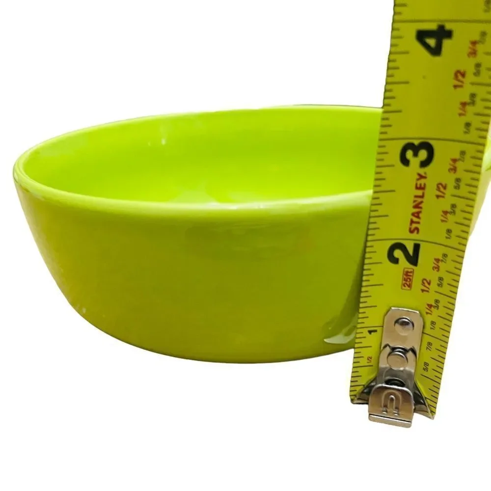 Pier 1 Hand Crafted Apple Green Ceramics Bowls Set Of two